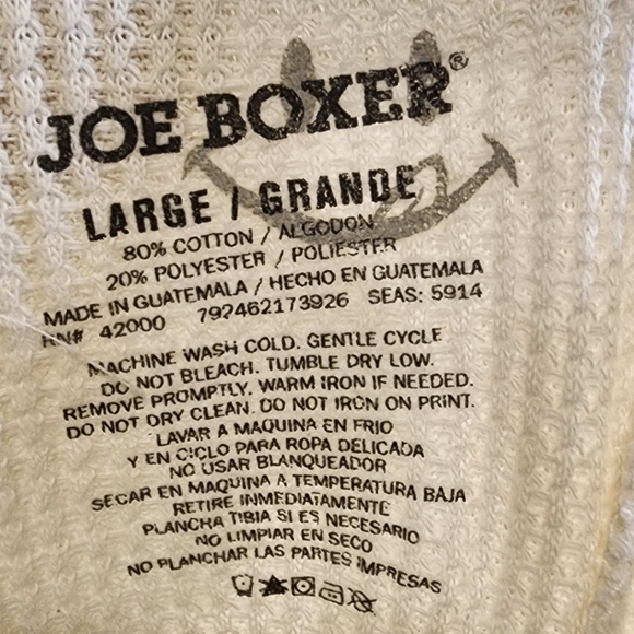 Joe Boxer Men's Off White Thermal Pants size L - Picture 2 of 8